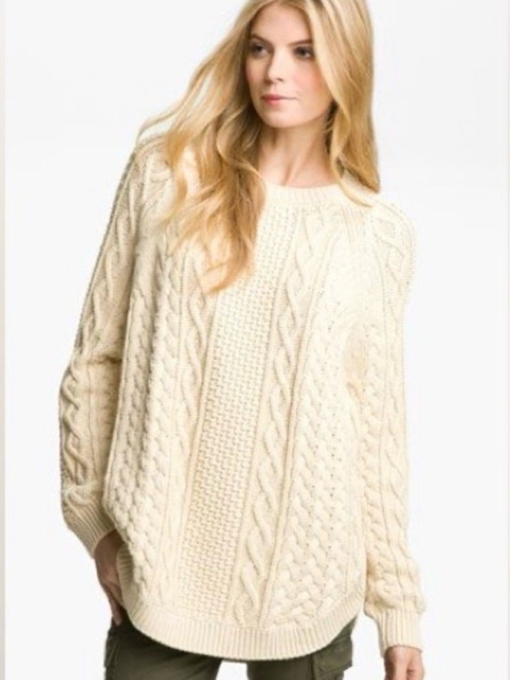 Michael Kors Cable Knit Crewneck Dolman Sleeve Sweater